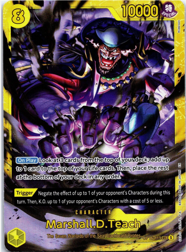 Marshall D Teach OP16-119 Yellow Secret Rare Character card